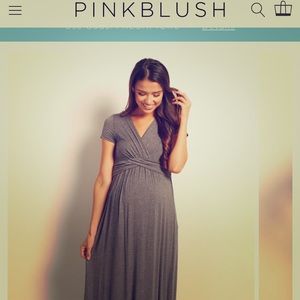 Pink Blush Charcoal Draped Maternity/Nursing Maxi